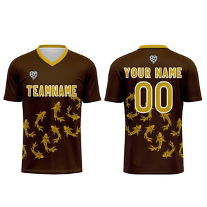 Conjunto personalizado de camiseta de fútbol marrón para niños y adultos