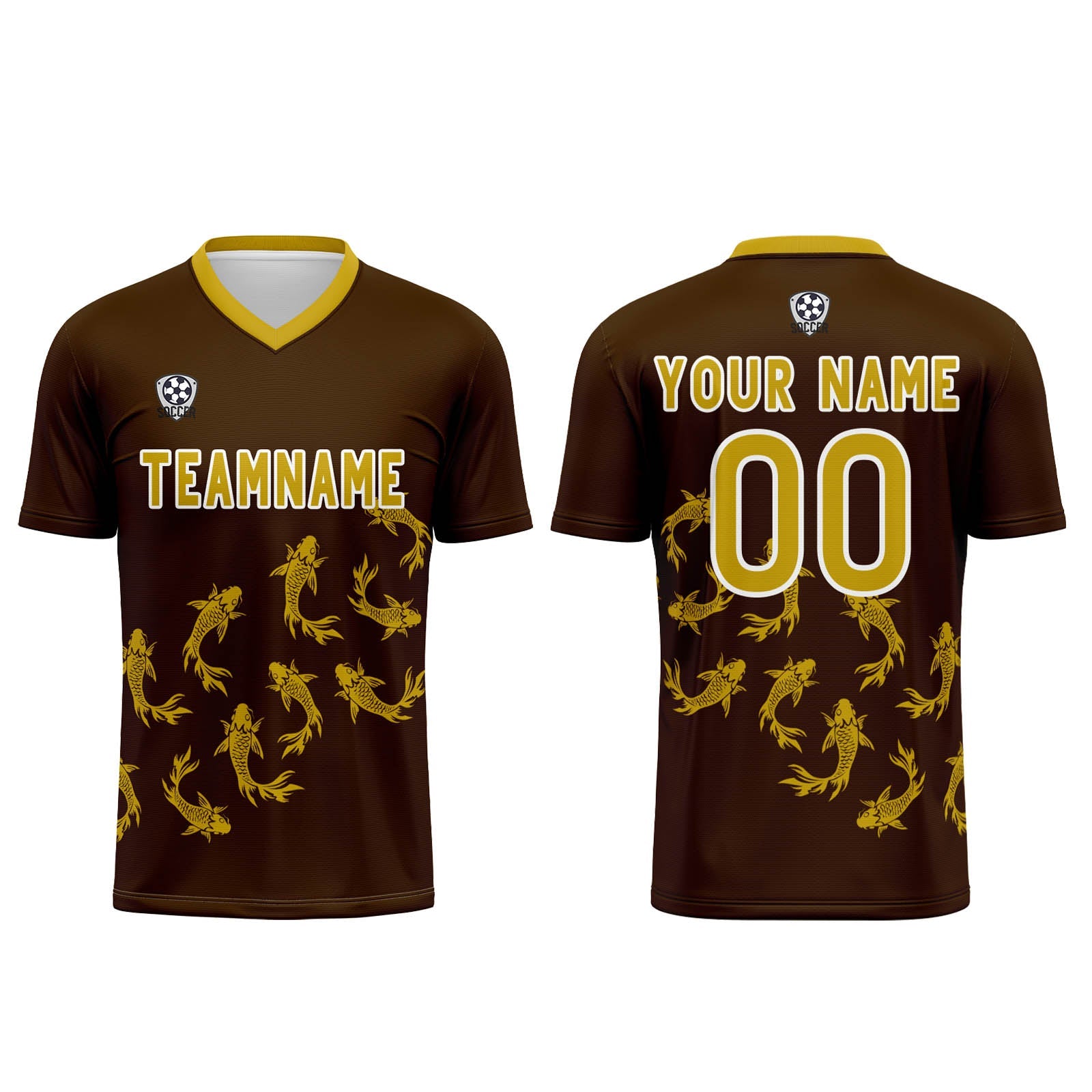Conjunto personalizado de camiseta de fútbol marrón para niños y adultos