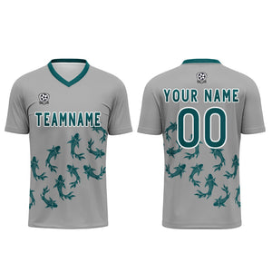 Conjunto personalizado de camiseta de fútbol gris para niños y adultos