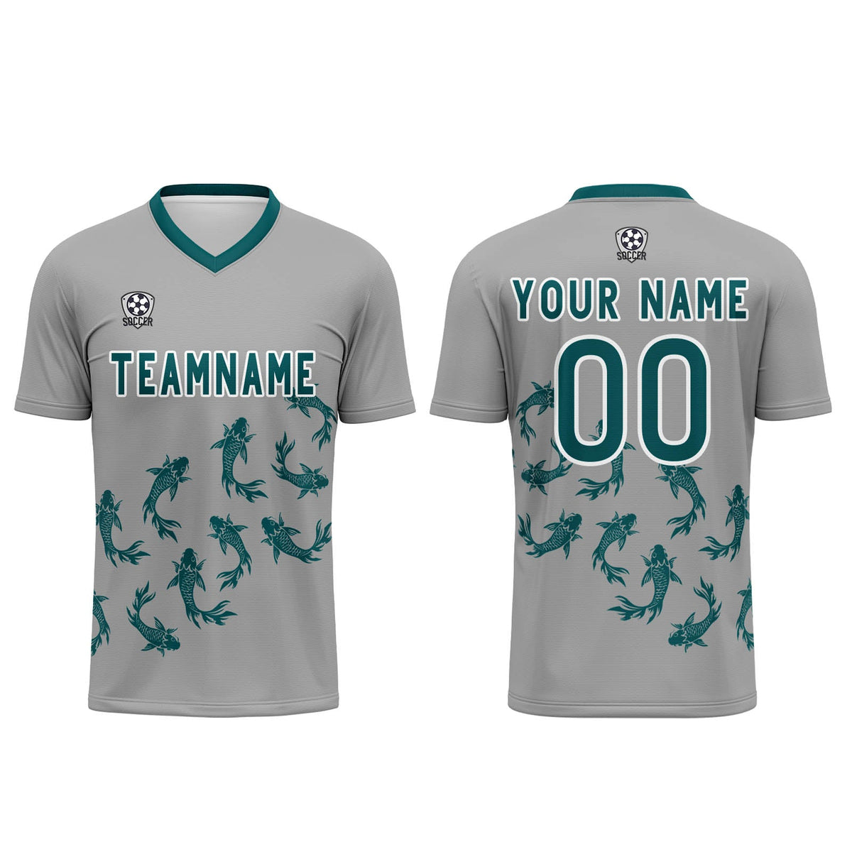 Conjunto personalizado de camiseta de fútbol gris para niños y adultos
