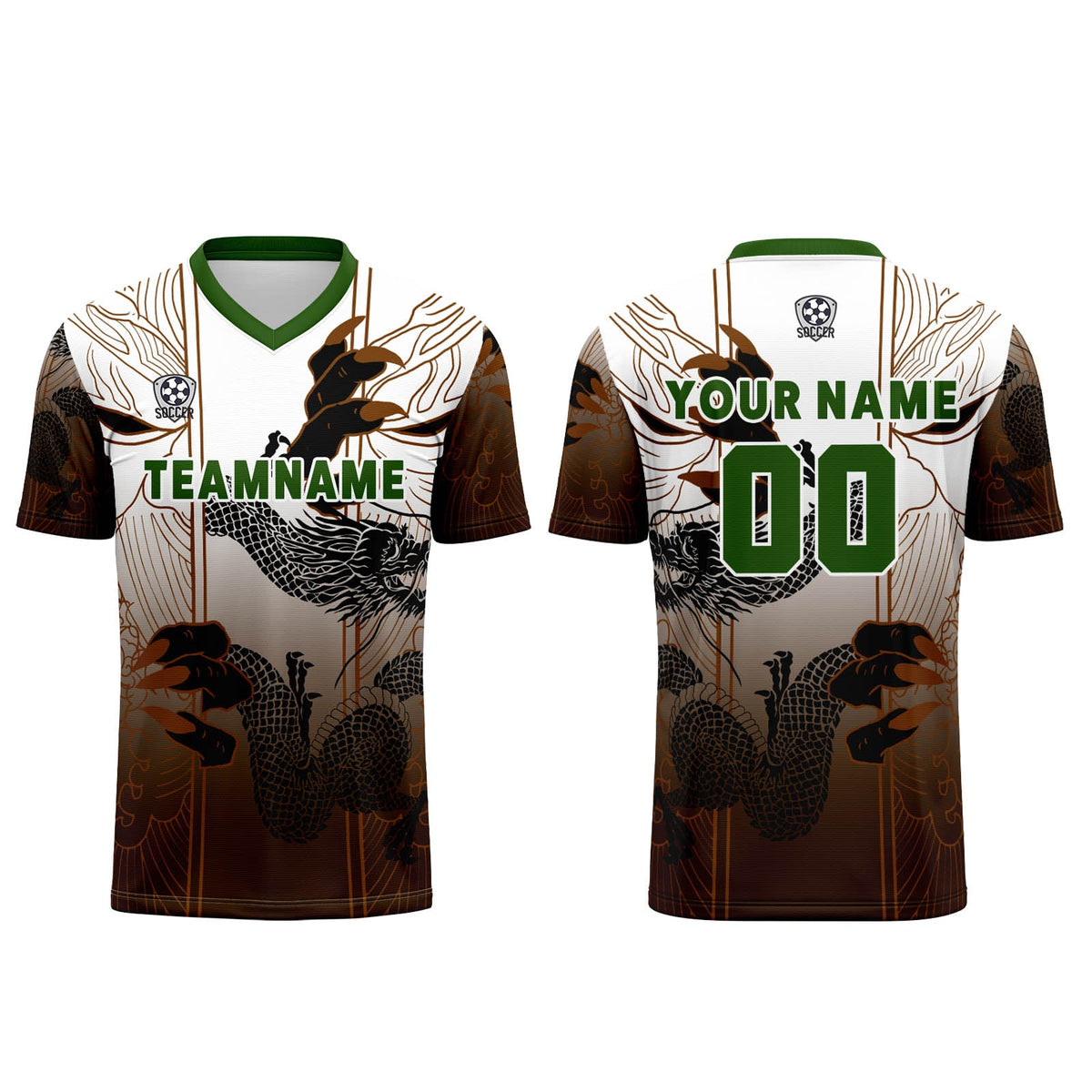 Conjunto personalizado de camiseta de uniforme marrón y verde para niños y adultos