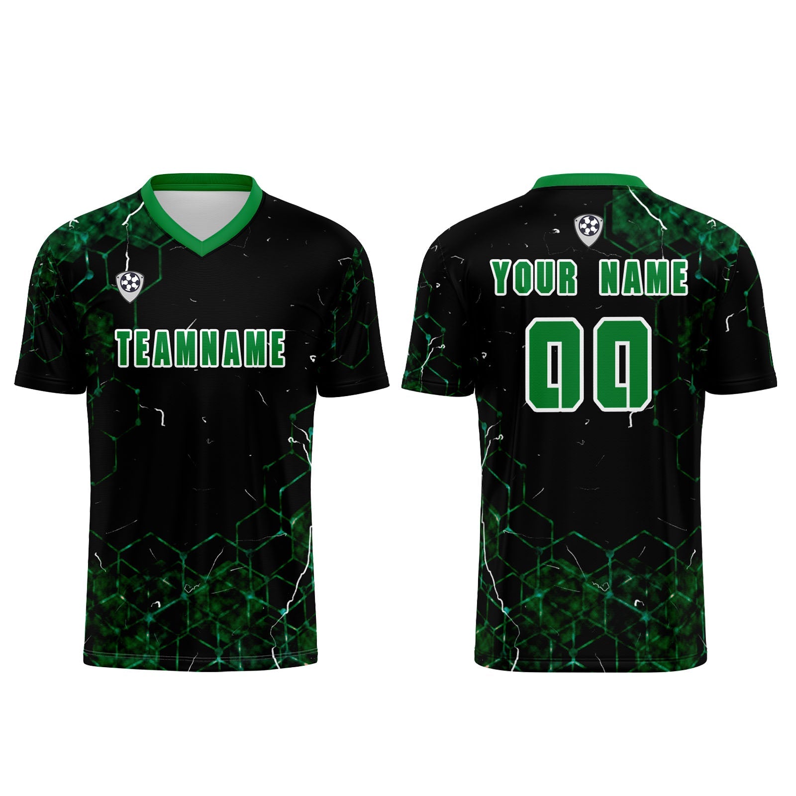 Conjunto personalizado de camiseta y jersey verde para niños y adultos