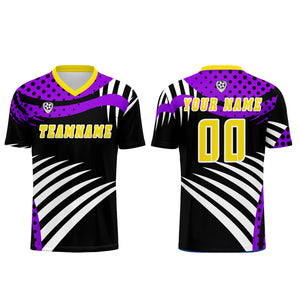 Conjunto personalizado de camiseta de uniforme amarilla y morada para niños y adultos