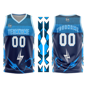 Uniforme de baloncesto azul marino personalizado con tu logotipo-nombre y número impresos
