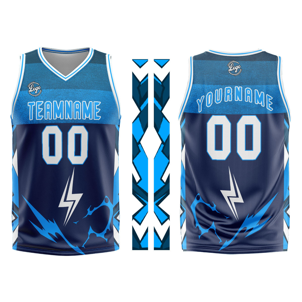 Uniforme de baloncesto azul marino personalizado con tu logotipo-nombre y número impresos