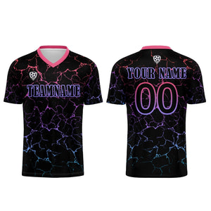 Conjunto personalizado de camiseta de fútbol negra y roja para niños y adultos