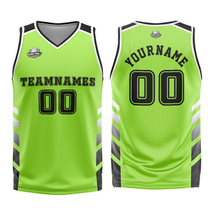 Uniforme de baloncesto personalizado verde y negro con tu logotipo-nombre y número impresos