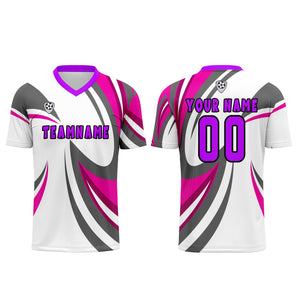 Conjunto personalizado de camiseta de uniforme blanca y rosa para niños y adultos