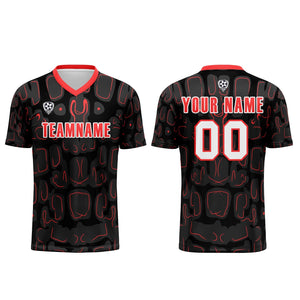 Conjunto personalizado de camiseta de fútbol negra y roja para niños y adultos