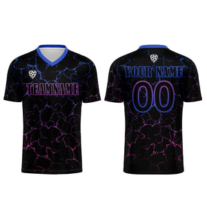 Conjunto personalizado de camiseta de fútbol Black Rose Purple para niños y adultos