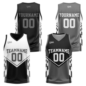 Traje de baloncesto reversible negro y gris personalizado para adultos y niños
