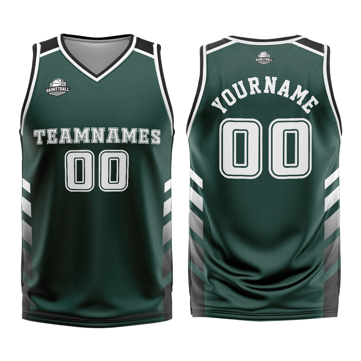 Uniforme de baloncesto personalizado verde y blanco con tu logotipo-nombre y número impresos