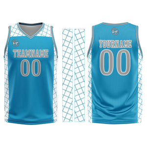 Uniforme de baloncesto personalizado azul grisáceo con tu logotipo-nombre y número impresos