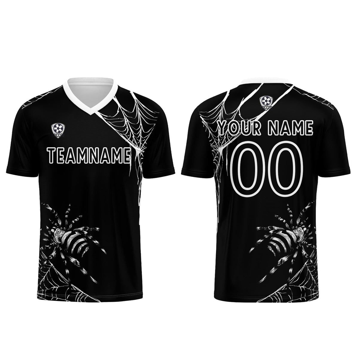 Conjunto personalizado de camiseta de fútbol negra para niños y adultos