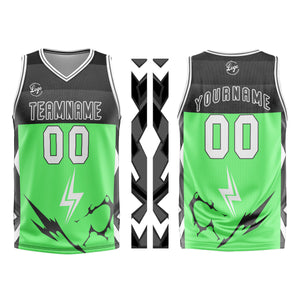 Uniforme de baloncesto personalizado en verde gris con tu logotipo-nombre y número impresos