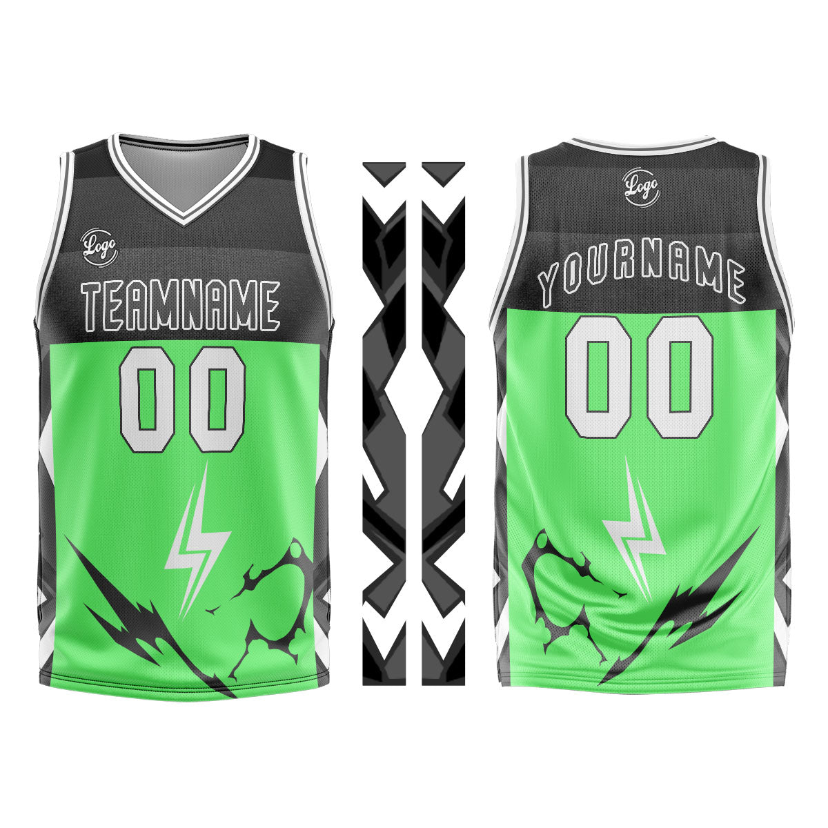 Uniforme de baloncesto personalizado en verde gris con tu logotipo-nombre y número impresos