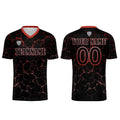 Conjunto personalizado de camiseta de fútbol negra y roja para niños y adultos