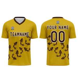 Conjunto personalizado de camiseta de fútbol amarilla para niños y adultos