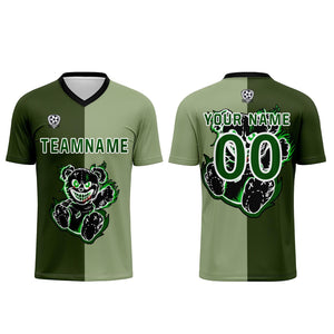 Conjunto personalizado de camiseta de fútbol verde para niños y adultos