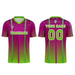 Conjunto personalizado de camiseta de uniforme rosa rojo y verde para niños y adultos