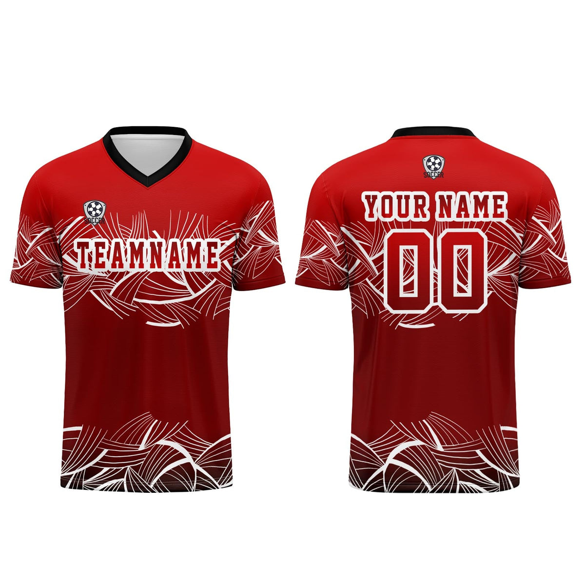 Conjunto personalizado de camiseta de fútbol roja para niños y adultos
