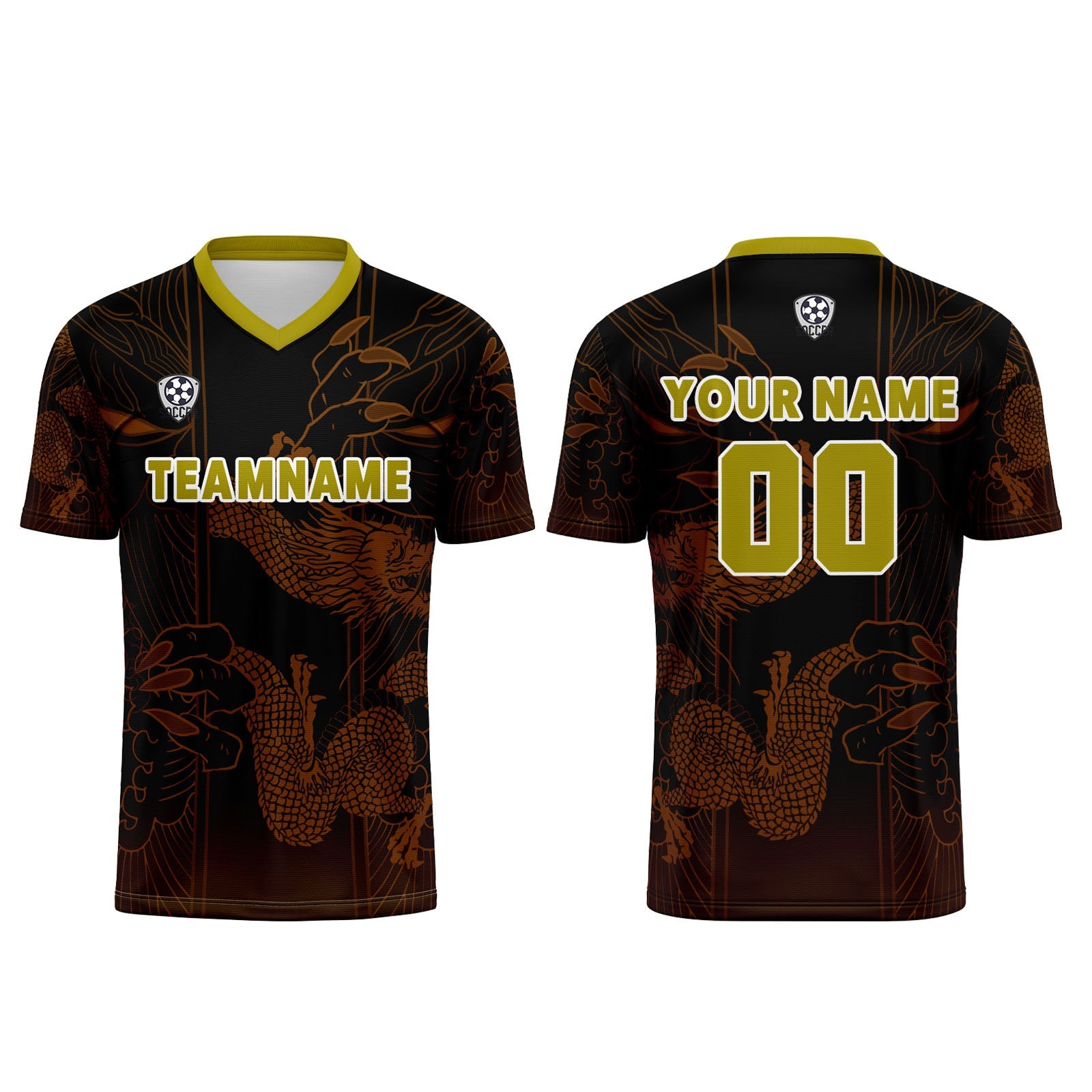 Conjunto personalizado de camiseta de uniforme marrón y negro para niños y adultos