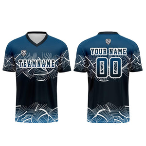 Conjunto personalizado de camiseta de fútbol azul para niños y adultos