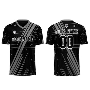 Conjunto personalizado de camiseta de uniforme negra y gris para niños y adultos