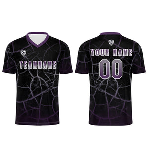 Conjunto personalizado de camiseta de fútbol negra y morada oscura para niños y adultos