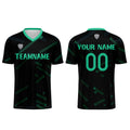 Conjunto personalizado de camiseta de fútbol negra y verde hierba para niños y adultos