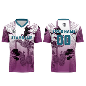 Conjunto personalizado de camiseta de uniforme morado y azul para niños y adultos