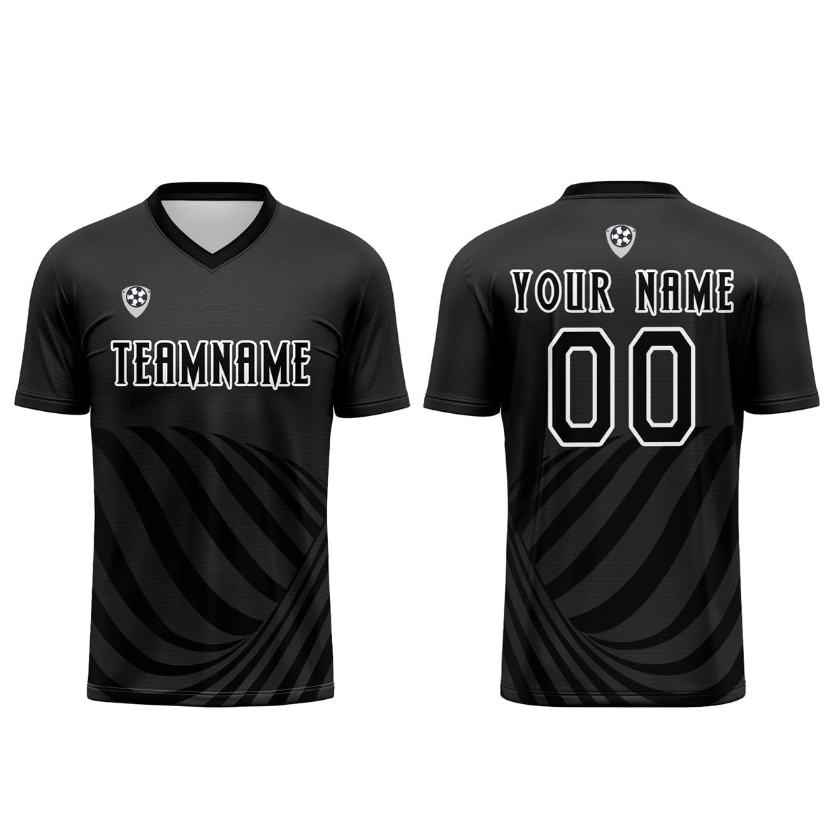 Conjunto personalizado de camiseta negra de uniforme para niños y adultos