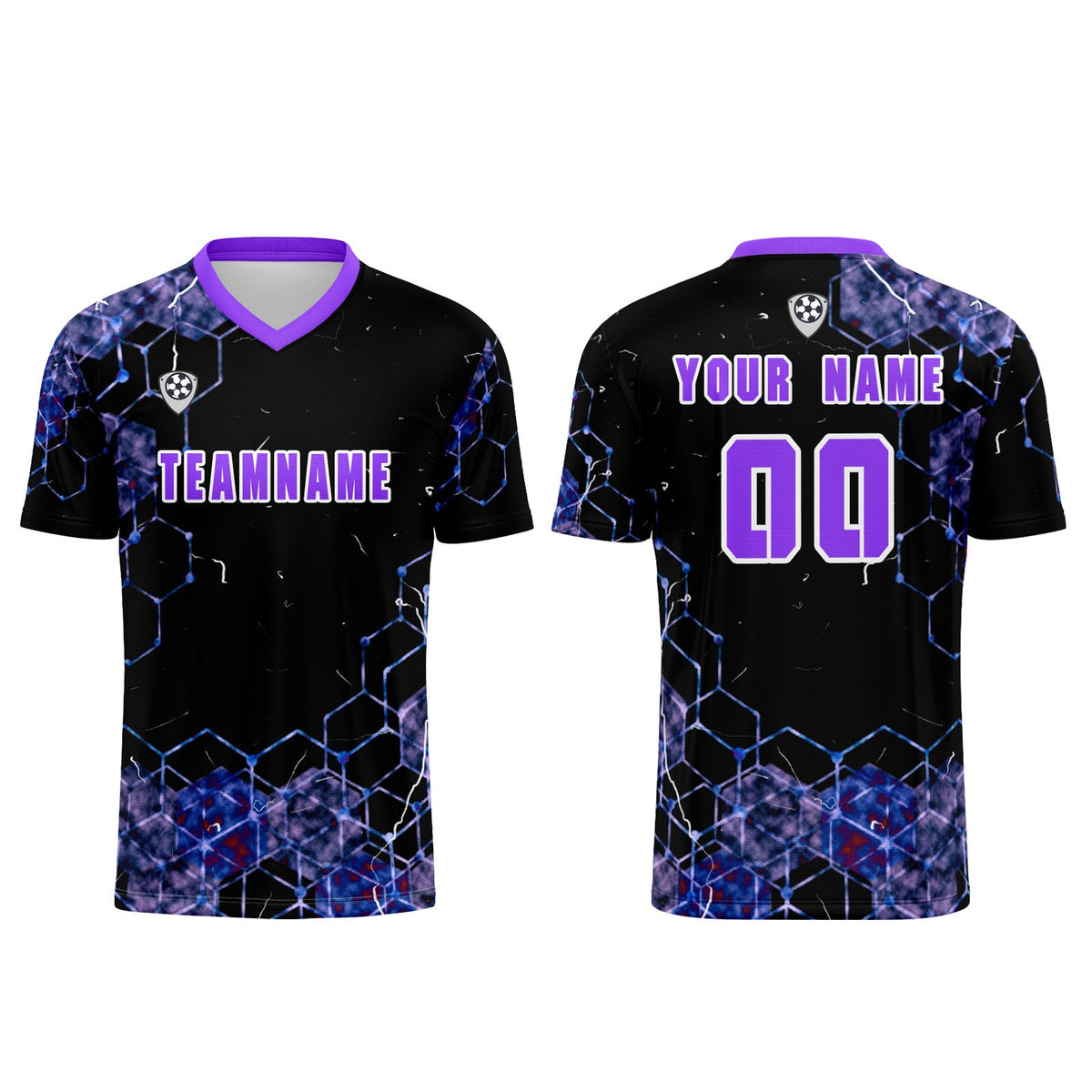 Conjunto personalizado de camiseta de uniforme morada para niños y adultos