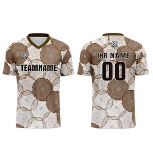 Conjunto personalizado de camiseta de uniforme blanca y marrón para niños y adultos
