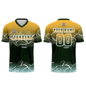 Conjunto personalizado de camiseta de fútbol amarilla y verde para niños y adultos
