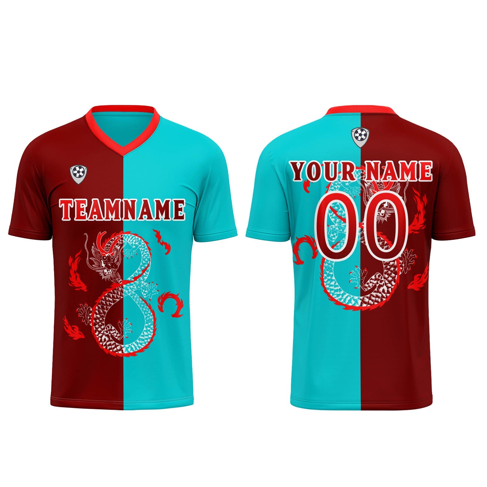 Conjunto personalizado de camiseta & uniforme rojo y azul para niños y adultos