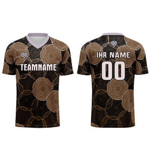 Conjunto personalizado de camiseta de uniforme negra y marrón para niños y adultos