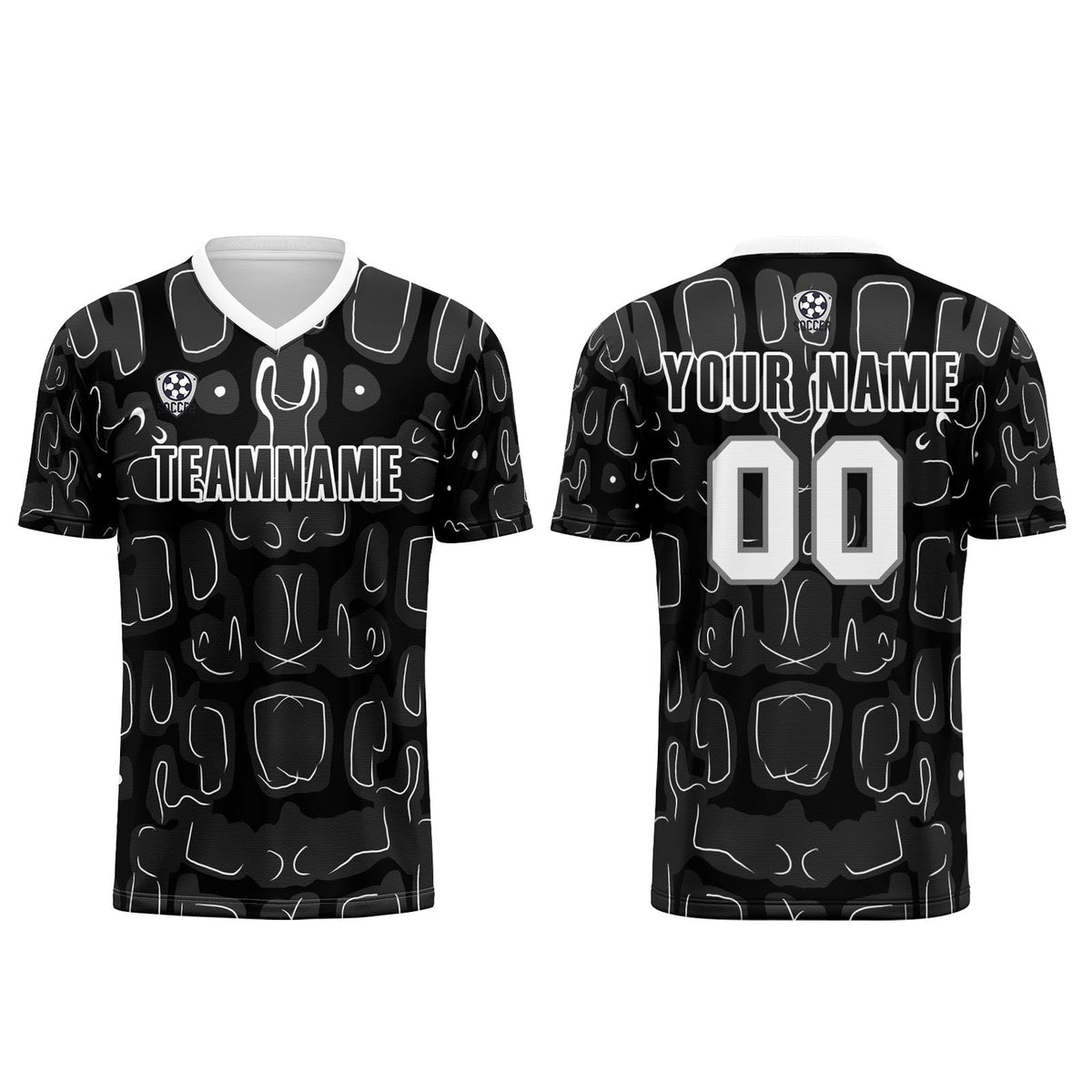 Conjunto personalizado de camiseta de fútbol negra y gris para niños y adultos