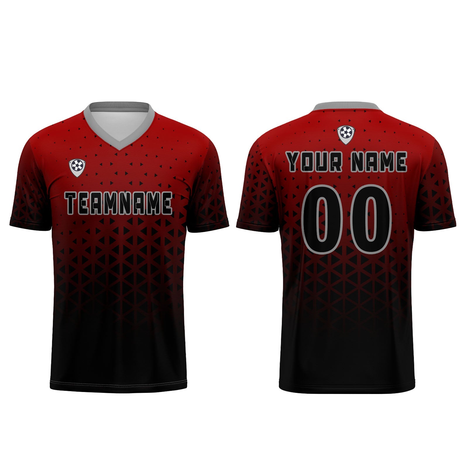 Conjunto personalizado de camiseta de uniforme rojo y gris para niños y adultos