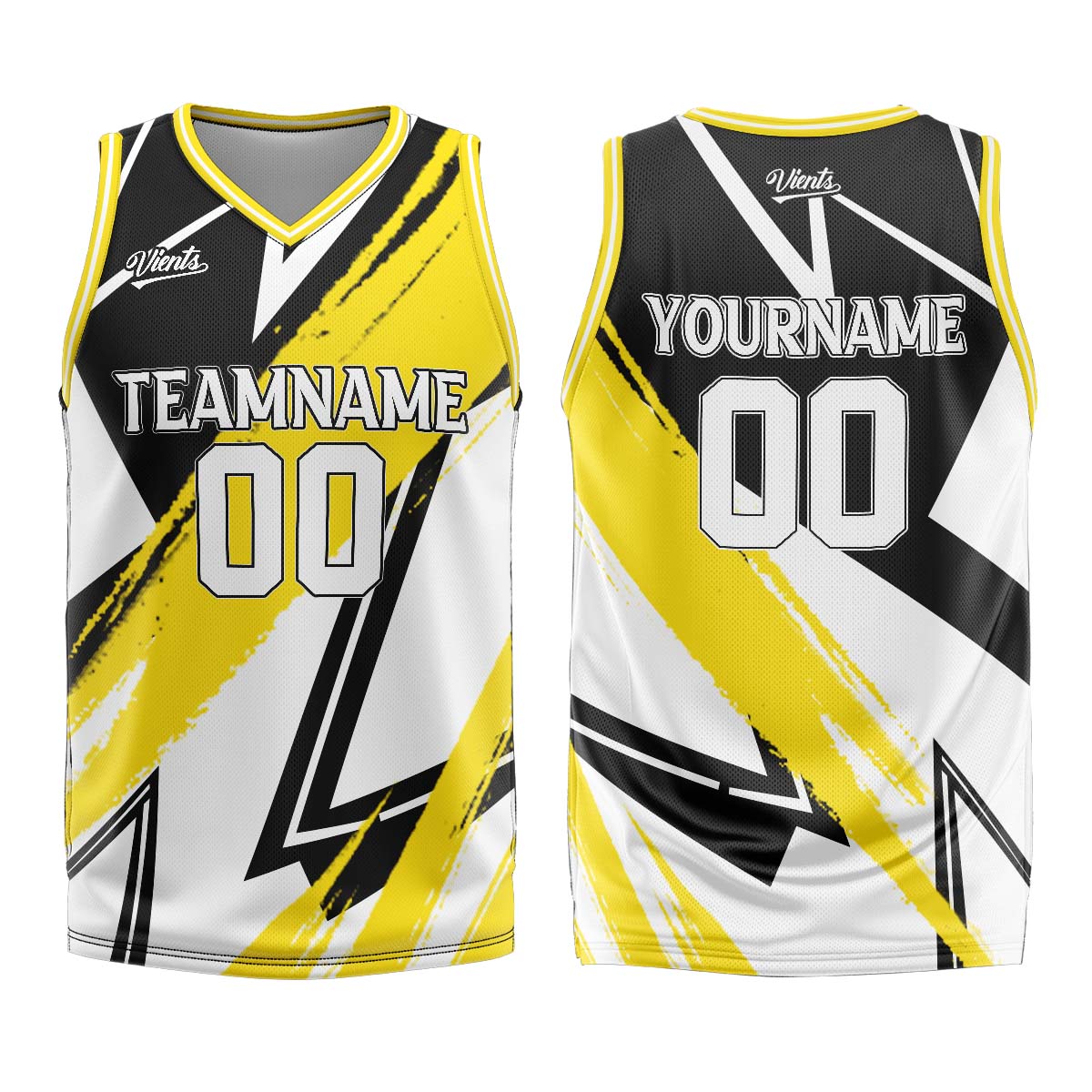 Uniforme de baloncesto personalizado negro y amarillo con tu logotipo-nombre y número impresos