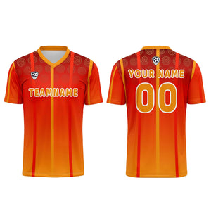 Conjunto personalizado de camiseta de uniforme naranja y amarillo para niños y adultos