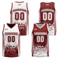 Traje de baloncesto reversible personalizado en color burdeos y blanco para adultos y niños