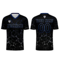 Conjunto personalizado de camiseta de fútbol negra y azul oscuro para niños y adultos