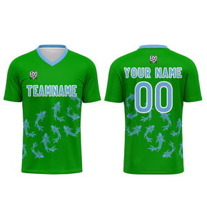 Conjunto personalizado de camiseta de fútbol verde césped para niños y adultos