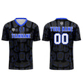 Conjunto personalizado de camiseta de fútbol negra y azul para niños y adultos