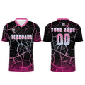 Conjunto personalizado de camiseta de fútbol negra y rosa para niños y adultos