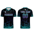 Conjunto personalizado de camiseta de fútbol negra y cian para niños y adultos