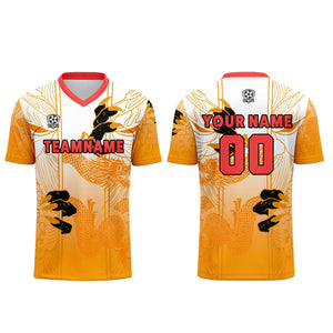 Conjunto personalizado de camiseta de uniforme naranja y rojo para niños y adultos