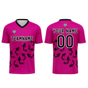 Conjunto personalizado de camiseta de fútbol color rosa púrpura para niños y adultos