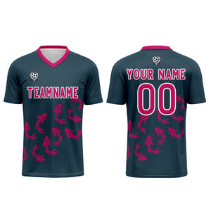 Conjunto personalizado de camiseta de fútbol azul universal para niños y adultos